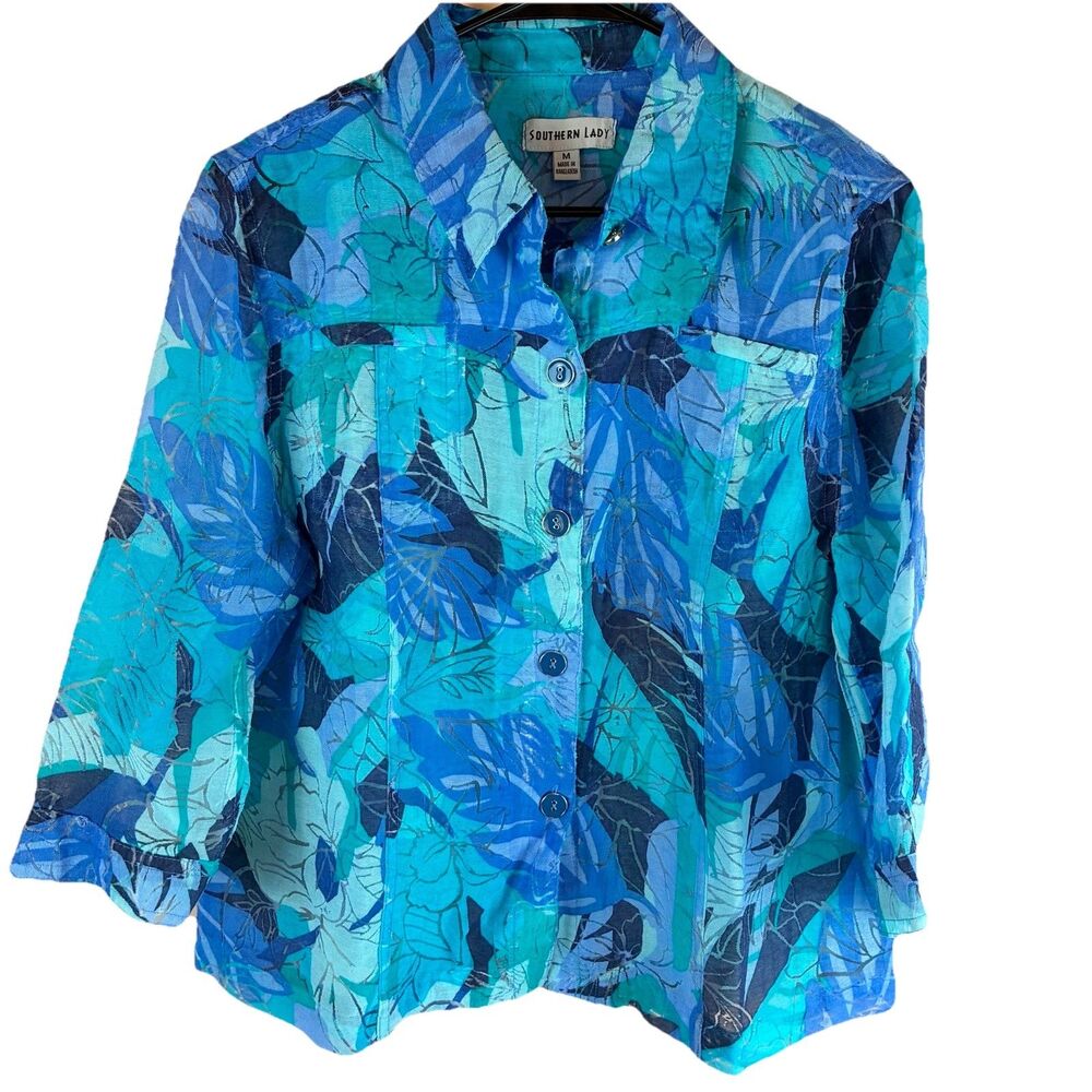 Southern Lady Women's 3/4sleeve Top/jacket Teal Size Medium